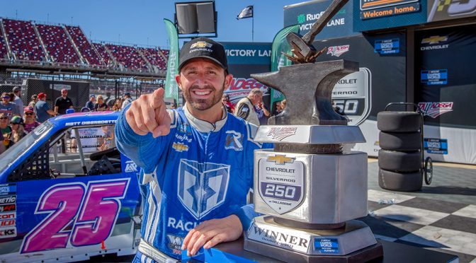 Featured image for Matt DiBenedetto Wins At Talladega, His First Career NASCAR National Series Win; Munford, Alabamas Bret Holmes Finishes Third