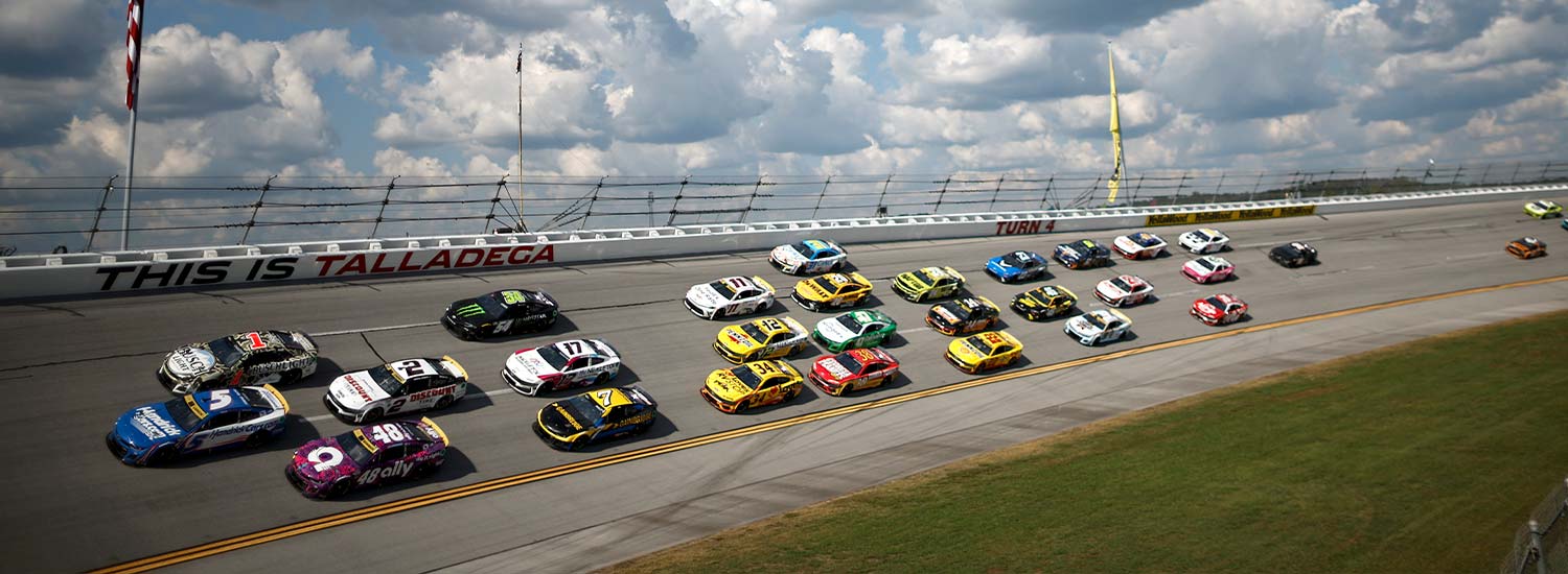 NASCAR Cup Series race cars competing at Talladega Superspeedway