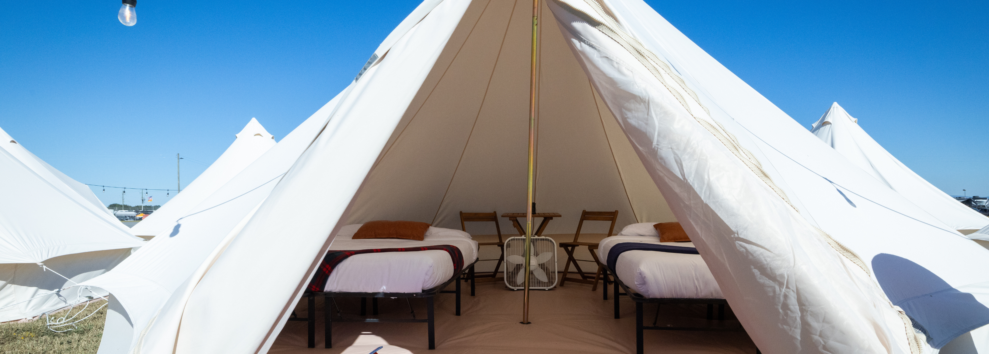 Talladega Superspeedway glamping lounge space