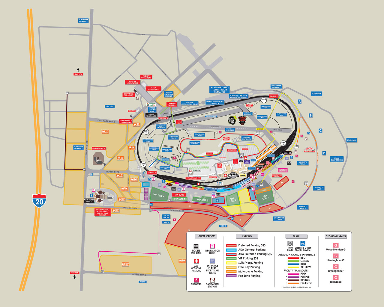 Talladega Superspeedway Parking Map